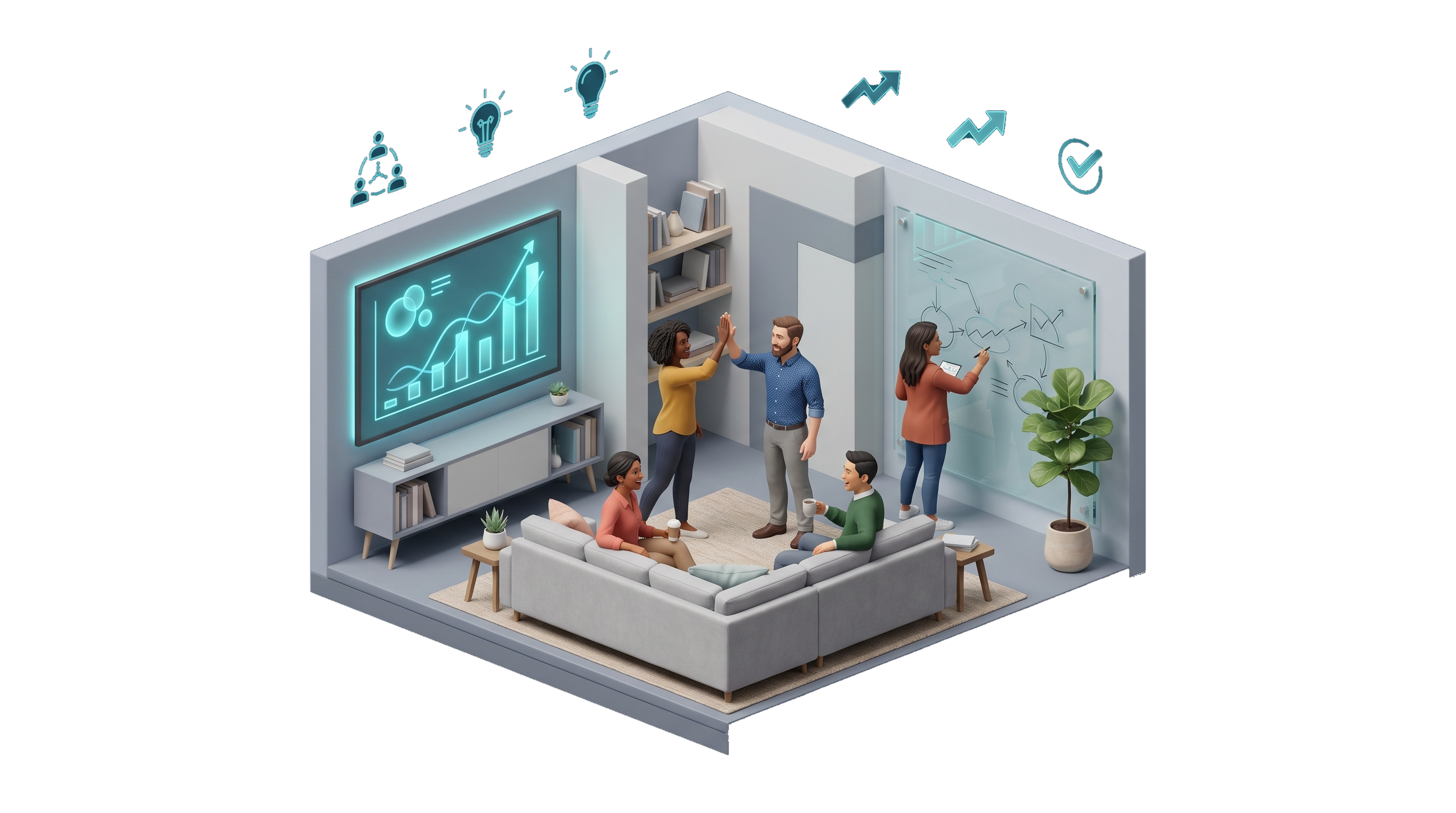 Illustration representing the AssetCore leadership team.